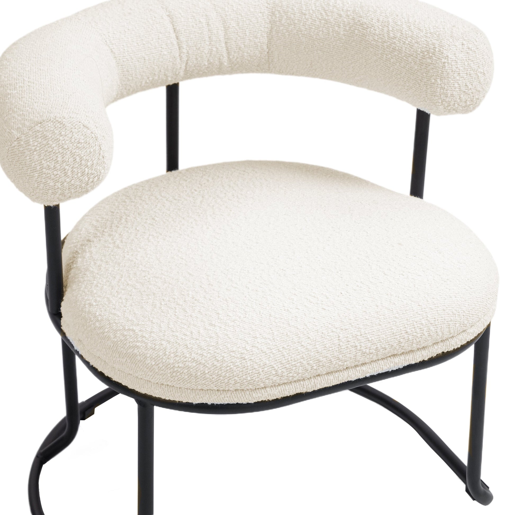 COOLCOOL Boucle dining chair set of two, medieval modern curved backrest chair, round cushion (beige Boucle) - Korvel
