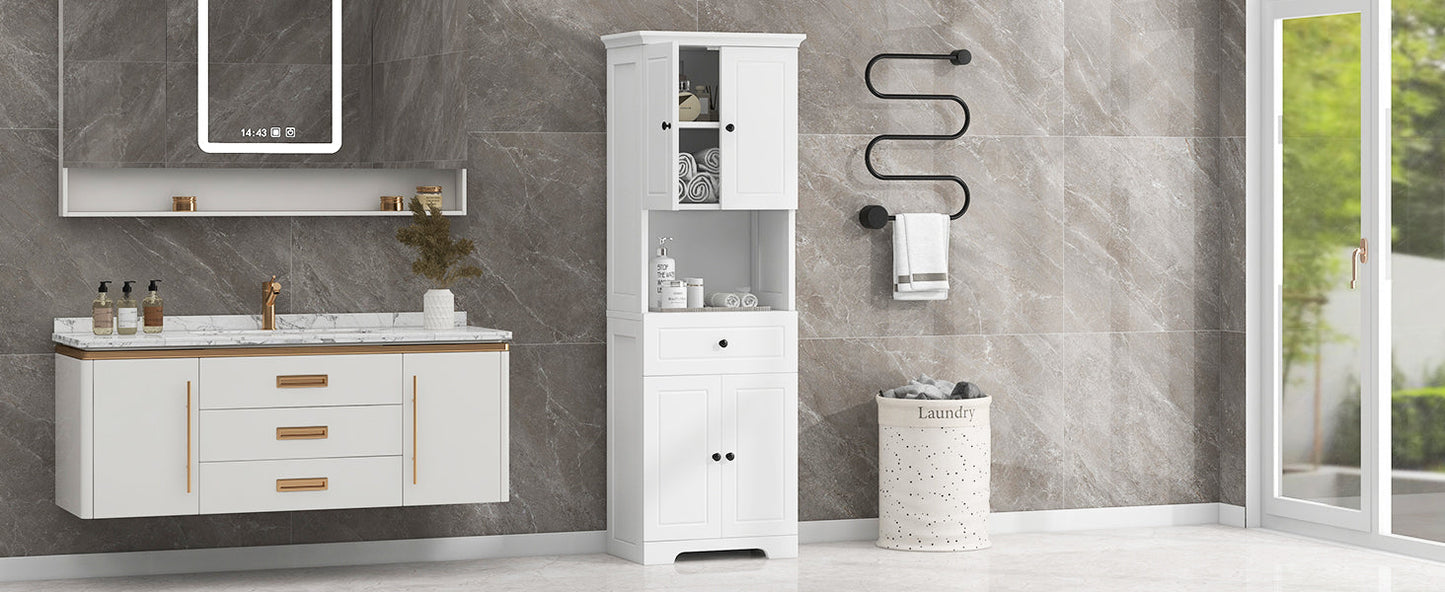 Elegant Tall Bathroom Cabinet with Ample Storage Space
