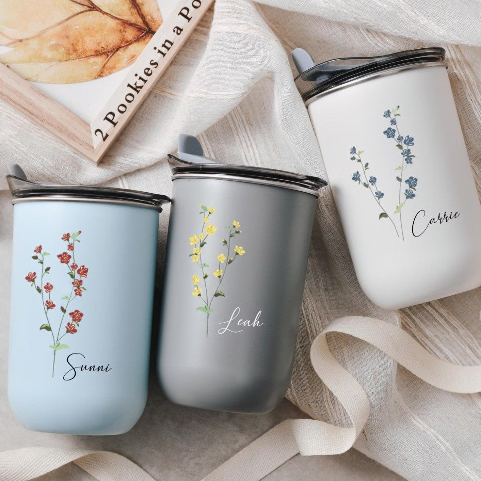 Customized personalized bridesmaid gift with floral cover high-value wine glass - Korvel