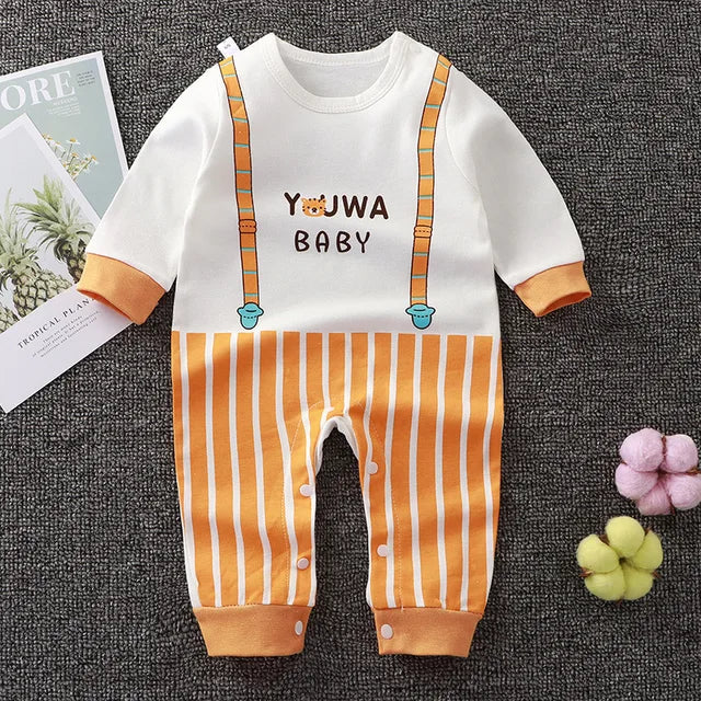 2024 Spring Autumn 0-2 Years Old Baby Romper Baby Jumpsuit Boys Girls Long-sleeved Trousers Newborn Romper Climbing Clothes - Korvel