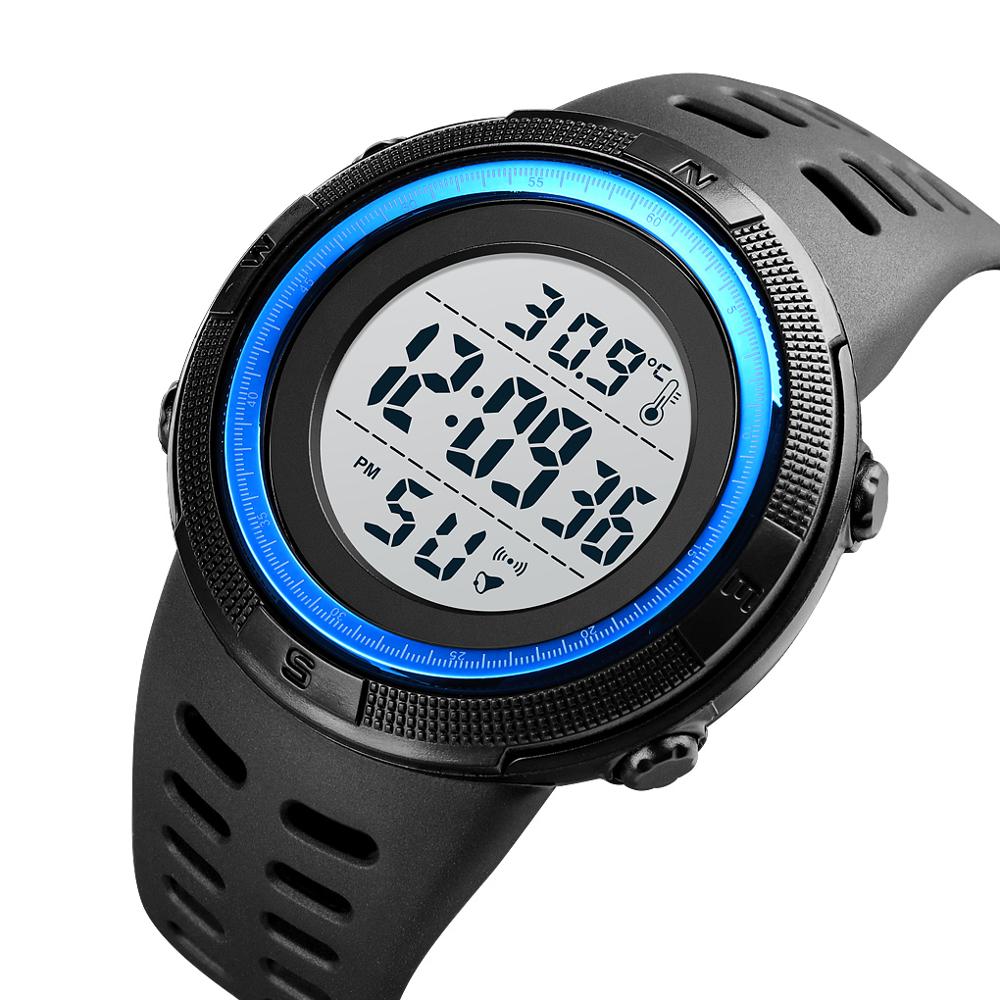 SKMEI 1681 Body Temperature Men's Watch Electronic 5Bar Waterproof Long Battery Life Alarm Clock LED Healthy Male Sport Watch - Korvel