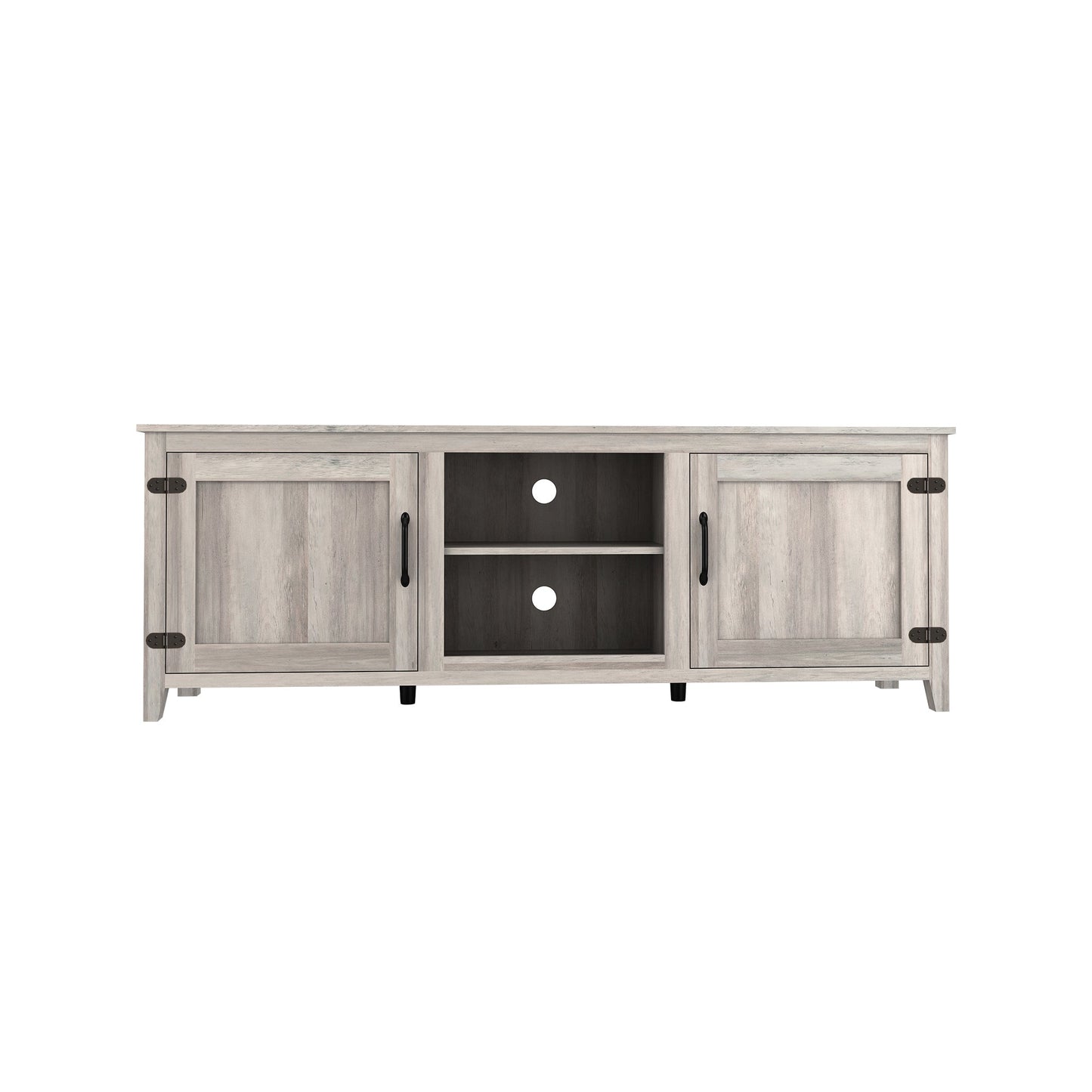 Grey Walnut TV Stand Storage Media Console with Two Doors