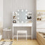Makeup Vanity Desk With LED Lighted Mirror ,Dressing Table Set With 2 Large Drawers 10 LED Light ,White Color - Korvel