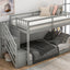 Twin over Twin Floor Bunk Bed, Ladder with Storage  Gray - Korvel