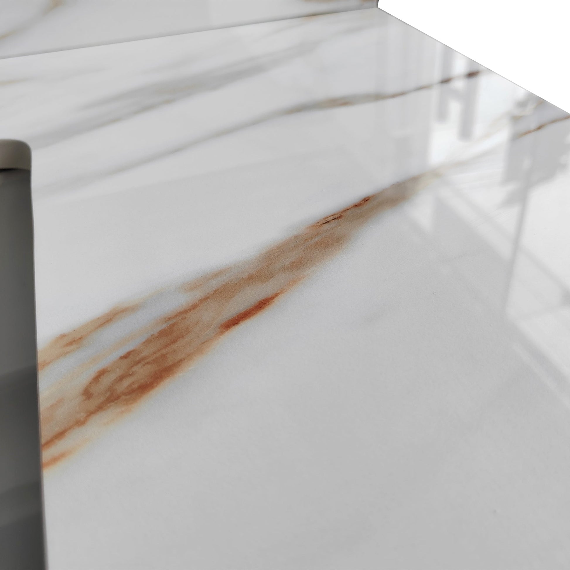 43 inch marble countertop with base rectangular central sink and 4-inch high splash guard, pre drilled 8-inch faucet hole ，white - Korvel
