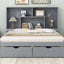 Elegant Queen Size Platform Bed with Storage Headboard, Gray