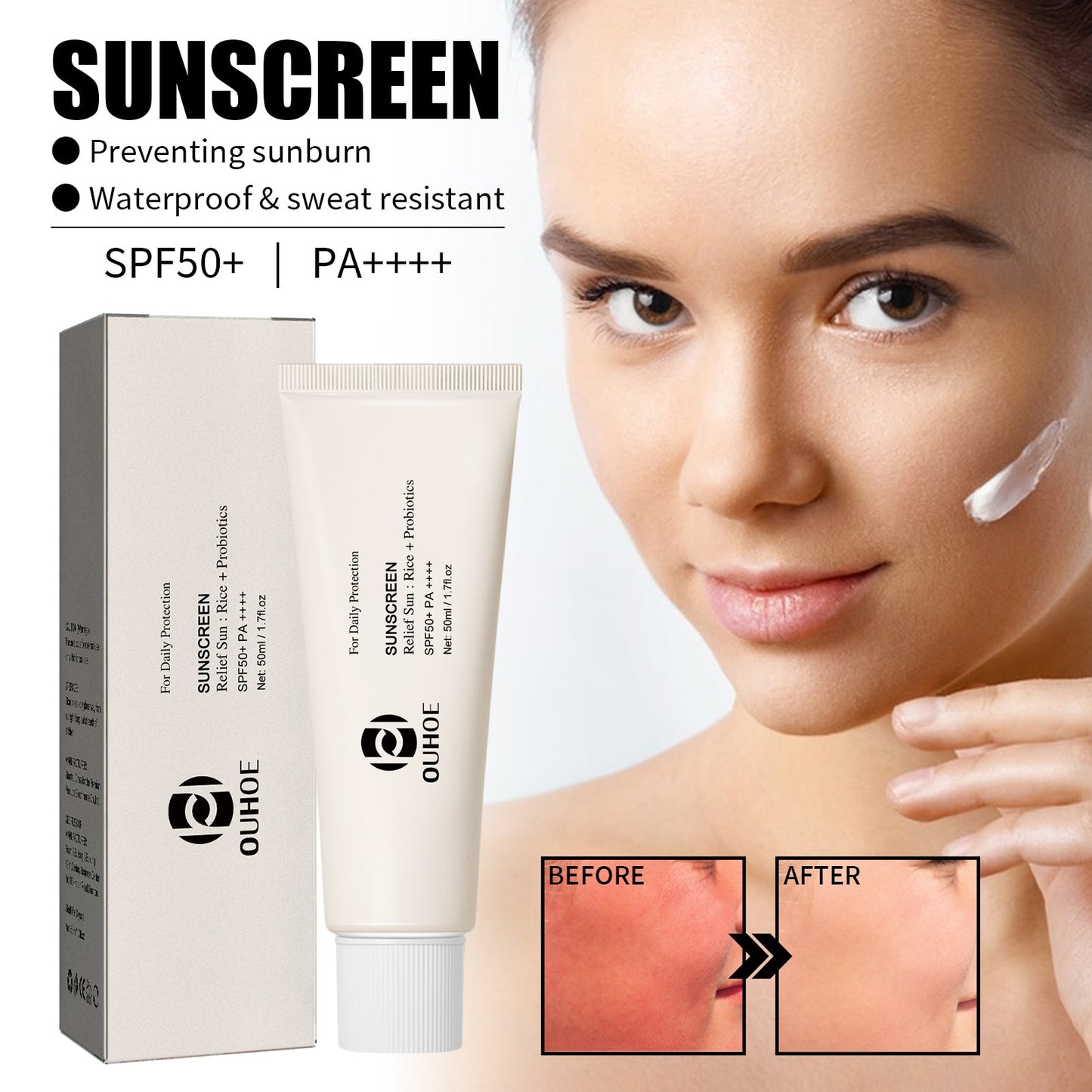 Rice Probiotic Protective Cream - Refreshing Moisturizing Sunscreen