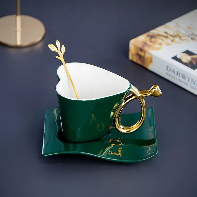 Nordic Coffee Mug Home Light Luxury Hanging Ears Love Ceramic Original Breakfast Cup Set High-value Tumbler Tea Cups Tableware - Korvel