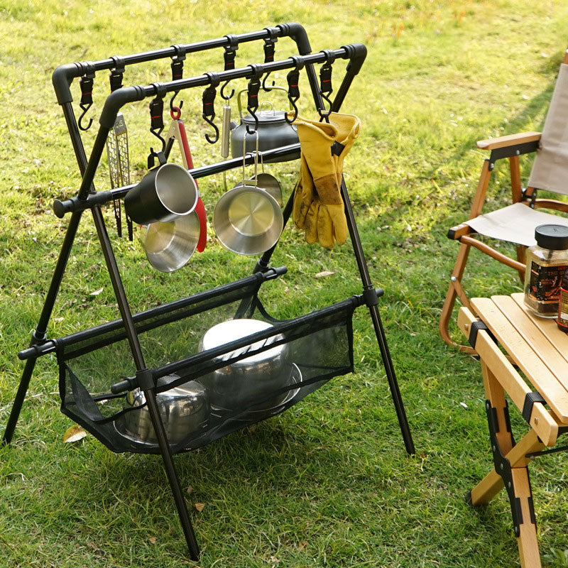 Outdoor camping folding shelf camping car drying rack drying net drying rack storage rack - Korvel