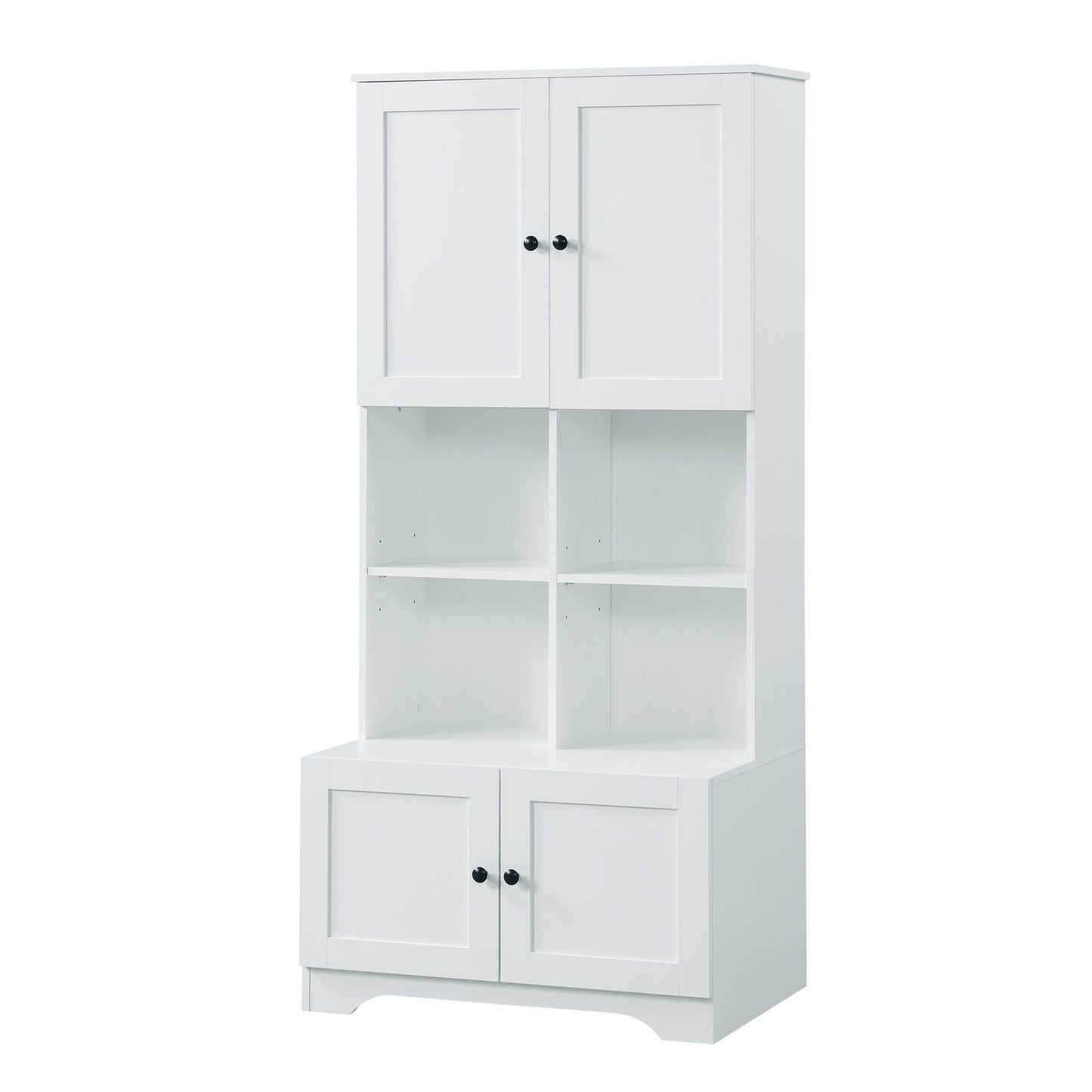 Elegant 4-Door Bathroom Storage Cabinet with Adjustable Shelves
