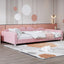 Twin size Upholstered Daybed, Sherpa Fabric Sofabed with Cloud-Shaped Backrest, No Box-spring Needed, Pink - Korvel
