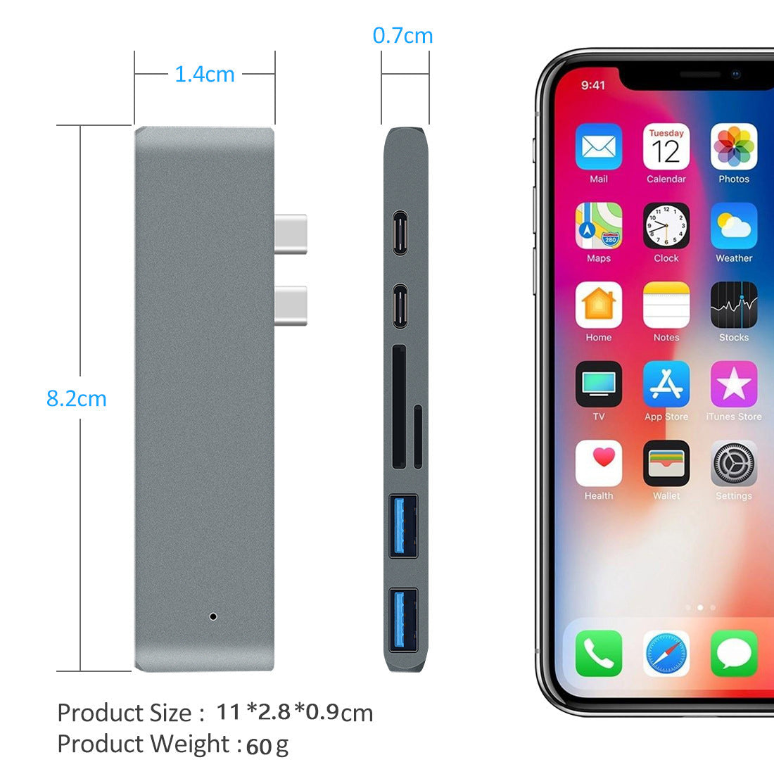 7-in-1 Dual Type-C to HDMI Dock USB 3.0 Hub Converter - Korvel