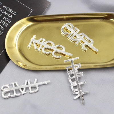 1PC Bling Letter Hairpins Headwear for Women Girls Hair Clips Pins Barrette Tools Hair Accessories - Korvel