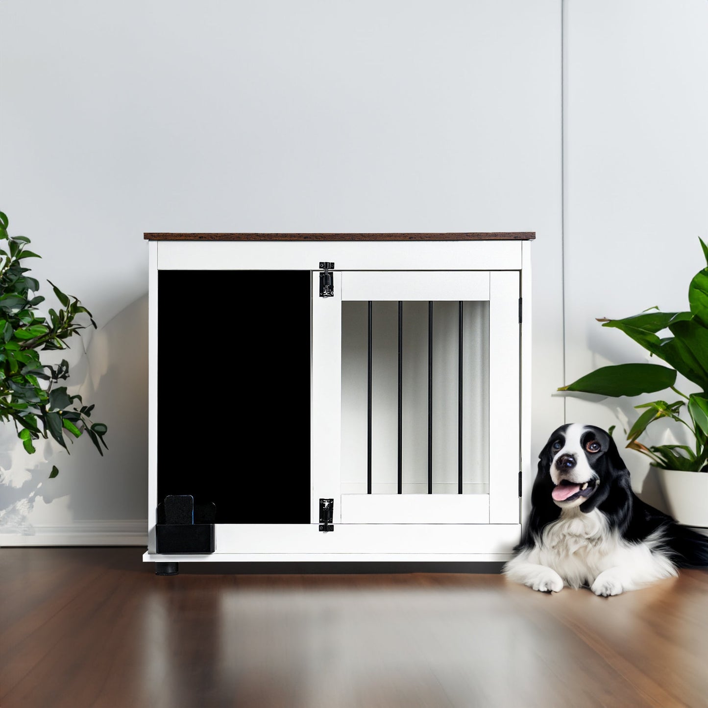 Elegant Doodle Dog Crate with Dual Doors - White