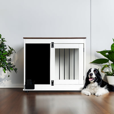 Elegant Doodle Dog Crate with Dual Doors - White
