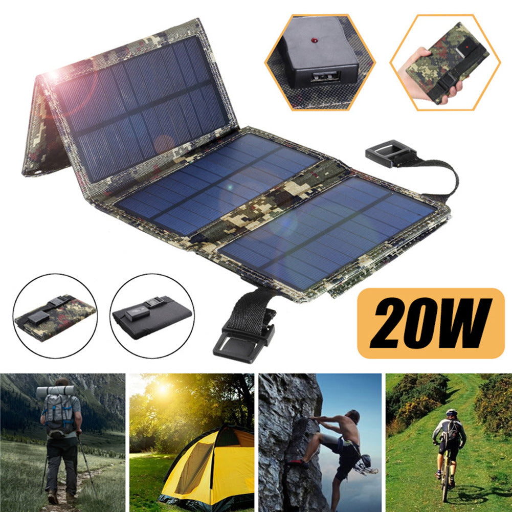 20W Solar Foldable Bag 8W 5V Usb Outdoor Mobile Phone Portable Solar Charger Charging Board - Korvel