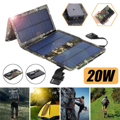 20W Solar Foldable Bag 8W 5V Usb Outdoor Mobile Phone Portable Solar Charger Charging Board - Korvel