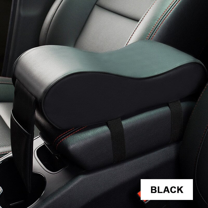 Leather Car Central Armrest Pad Black Auto Center Console Arm Rest Seat Box Mat Cushion Pillow Cover Vehicle Protective Styling - Korvel
