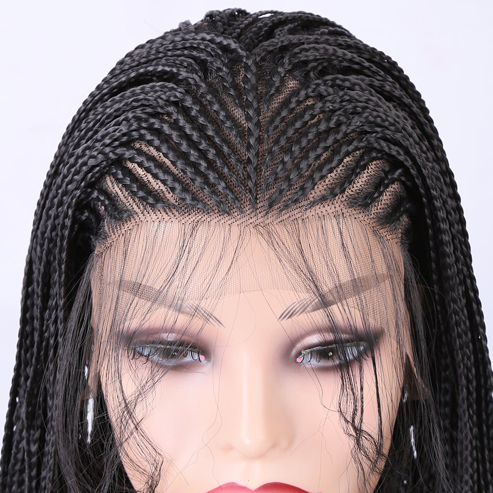 Long Synthetic Wig with Braided Box Braids Wigs For Black Women Daily Wear White Hat Wig Adjustable For Girls - Korvel