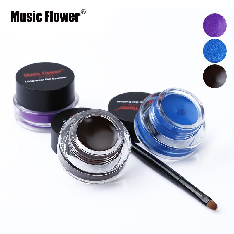 Music Flower Brand Black Waterproof Eyeliner Gel Makeup Cosmetic Gel Eye Liner With Brush 24 Hours Long-lasting - Korvel