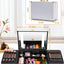 Portable makeup case, travel makeup bag with LED mirror, locked makeup storage box, brush holder, divider, rechargeable, white - Korvel