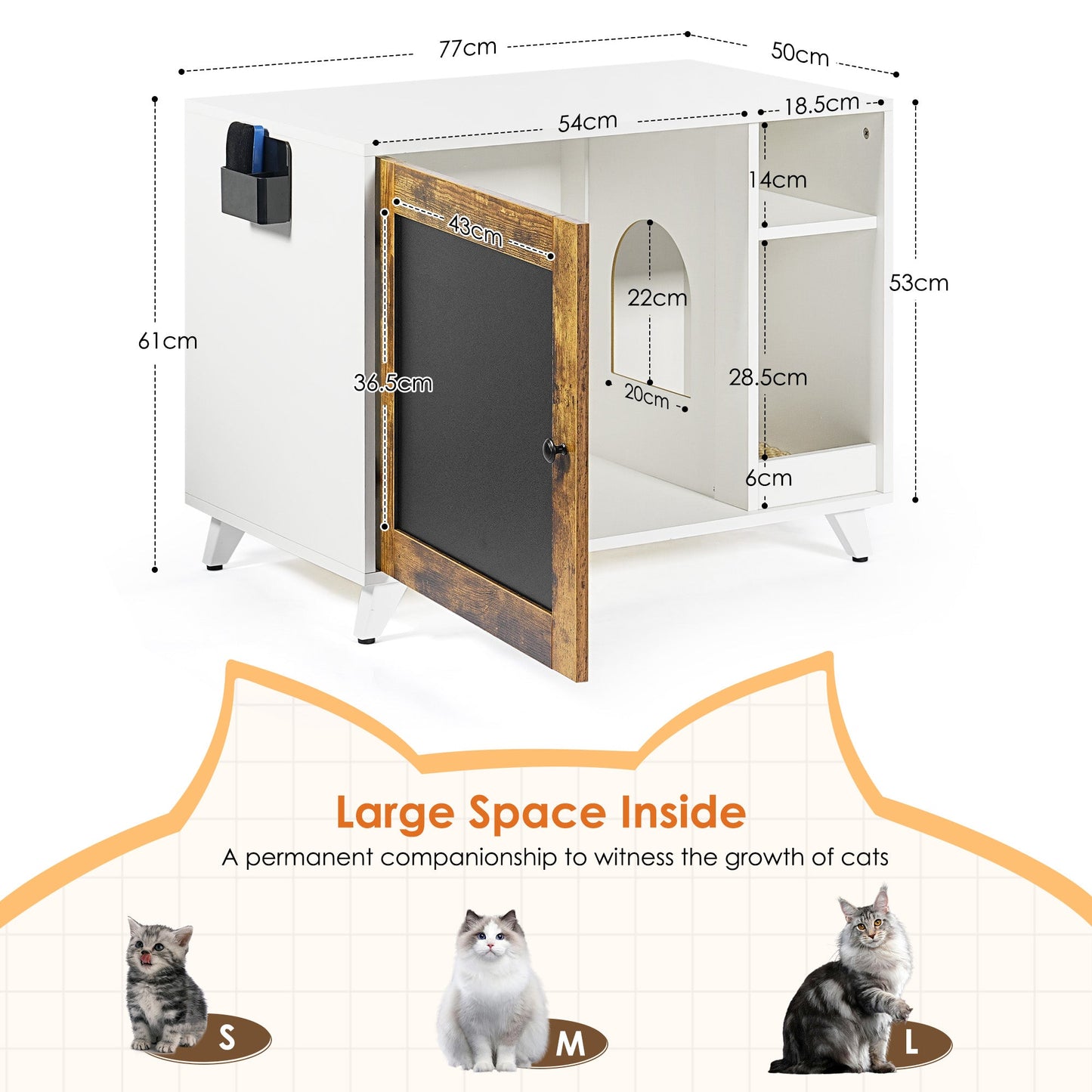 Litter Box Enclosure,Modern Hidden Cat Litter Box Enclosure Furniture with Scratching Pad for Living Room, White + vintage - Korvel