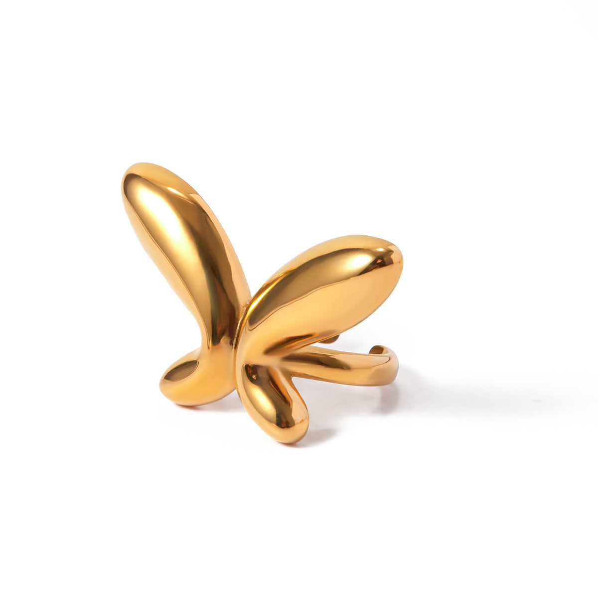 18K Gold-Plated Stainless Steel Butterfly Ring - Korvel