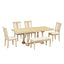 Traditional 6-Piece 78inch Trestle Extendable Dining Table Set with One 18inch Removable Leaf Padded Dining Chairs Bench,Natural - Korvel