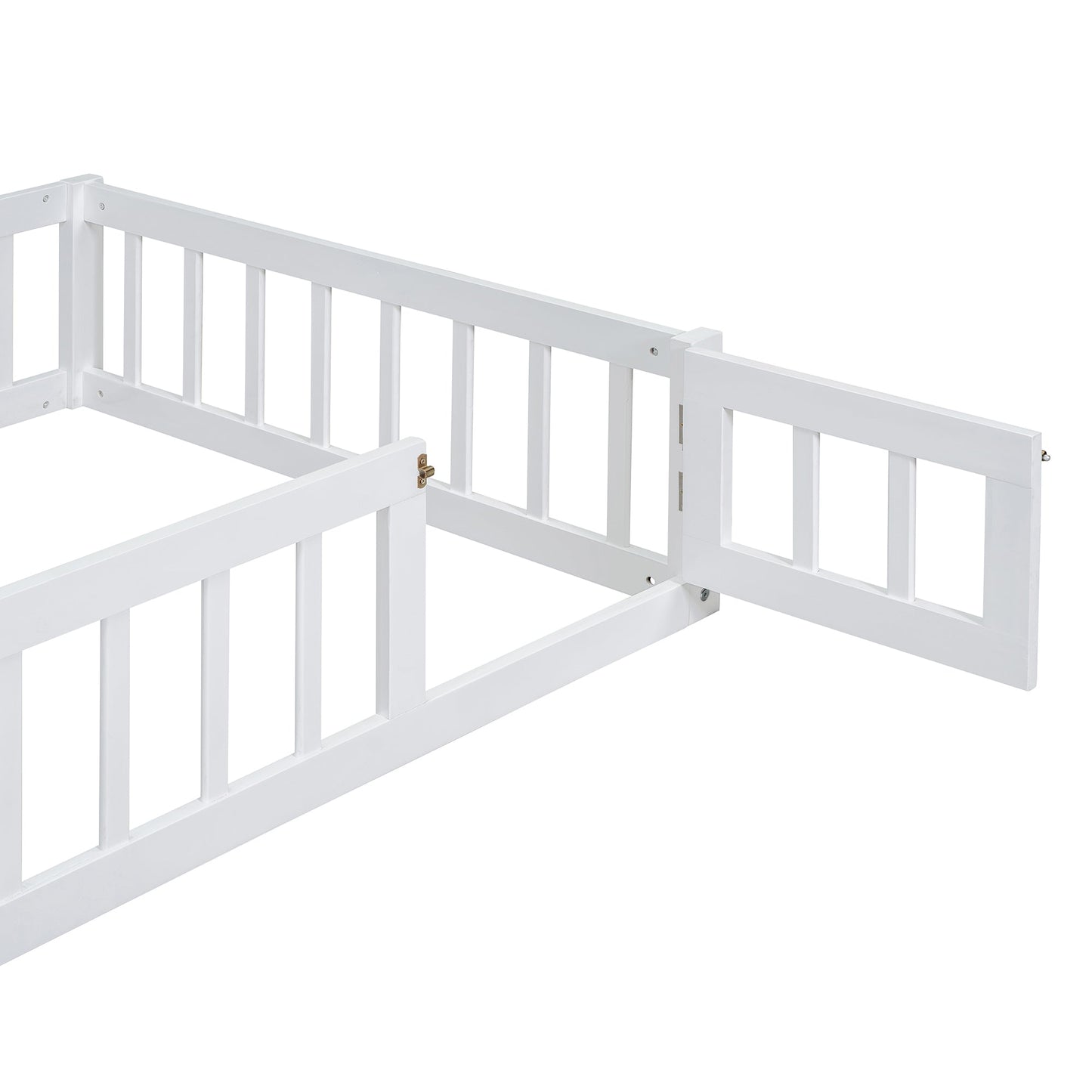 Wooden Twin Size Children's Bed with Detachable Headboard and Integrated Clothes Drying Rack, White - Korvel