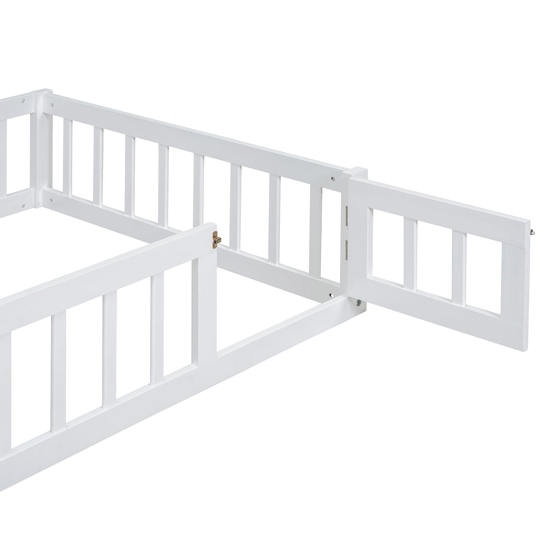 Wooden Twin Size Children's Bed with Detachable Headboard and Integrated Clothes Drying Rack, White - Korvel
