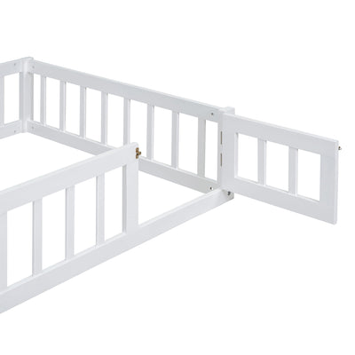 Wooden Twin Size Children's Bed with Detachable Headboard and Integrated Clothes Drying Rack, White - Korvel