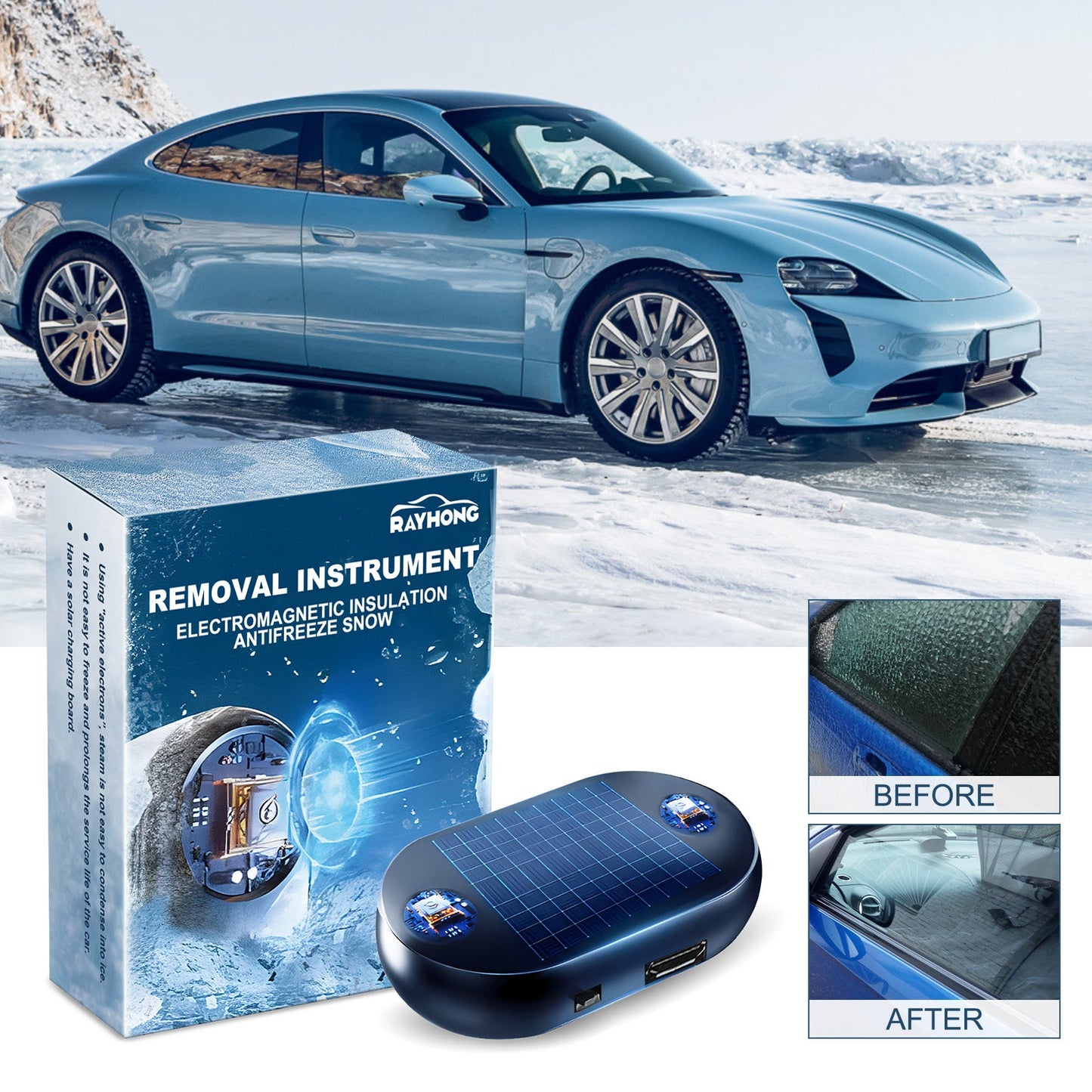 Portable Anti-Freeze Snow Removal Device for Windshields