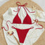 Hanging neck tie bikini multi-color three-point swimsuit hot spring swimsuit - Korvel