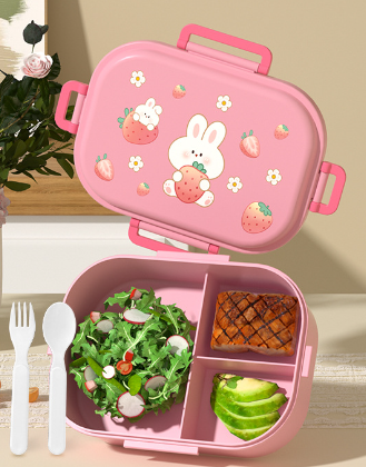 Cartoon cute small fresh microwaveable compartment insulation lunch box fresh-keeping box - Korvel