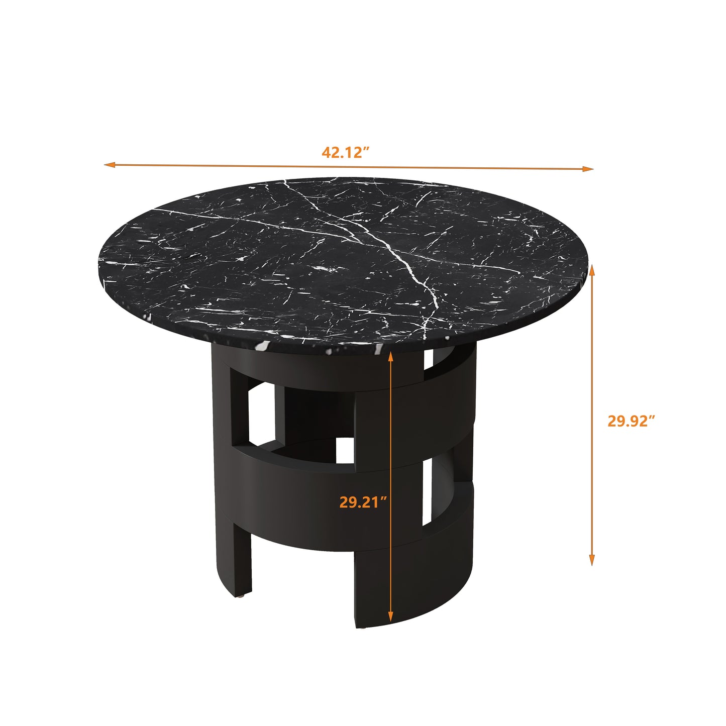 42.12"Modern Round Dining Table with Printed Black Marble Table Top for Dining Room - Korvel