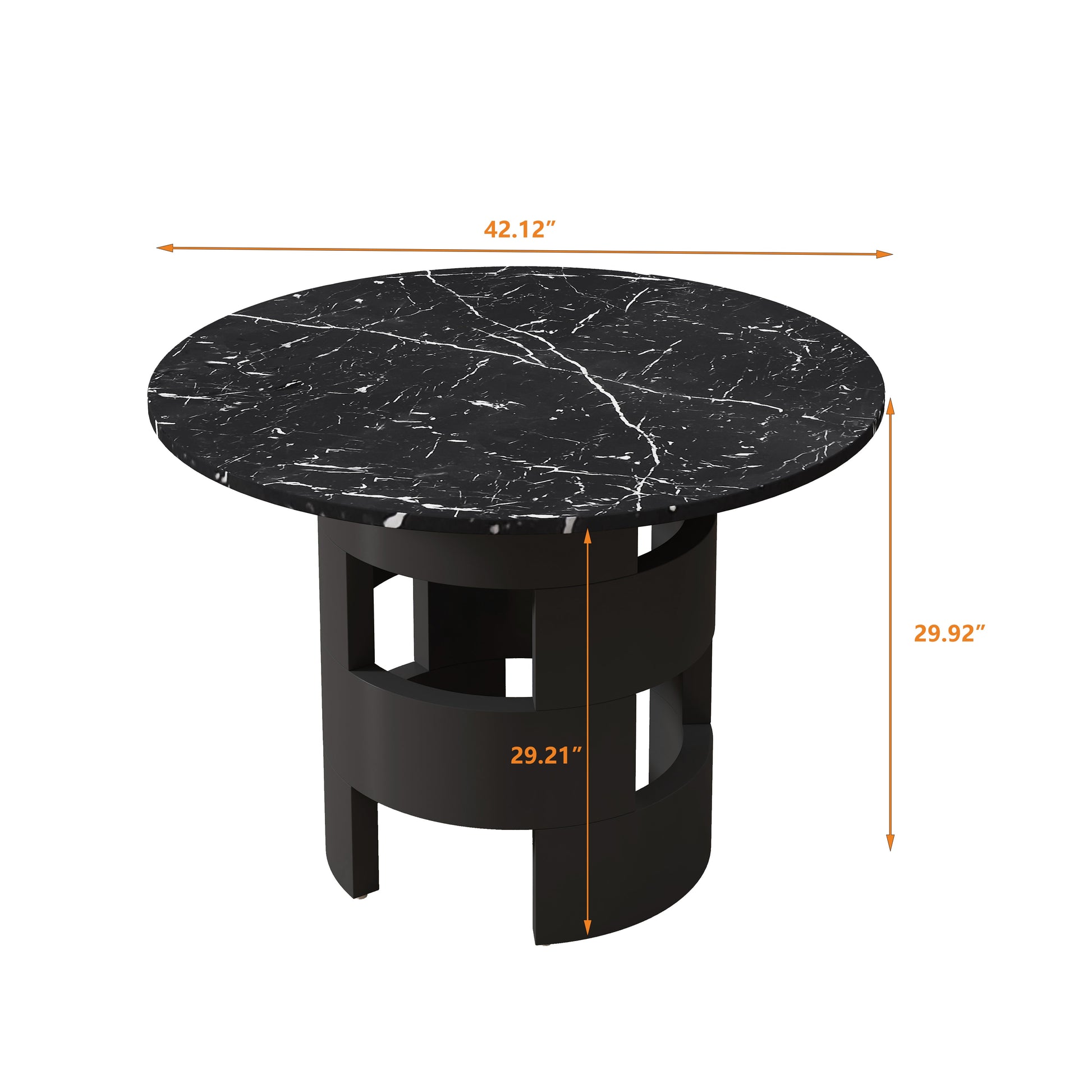 42.12"Modern Round Dining Table with Printed Black Marble Table Top for Dining Room - Korvel