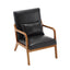 COOLMORE modern style chair, solid wood cushion lounge armchair with a pillow (black PU) - Korvel