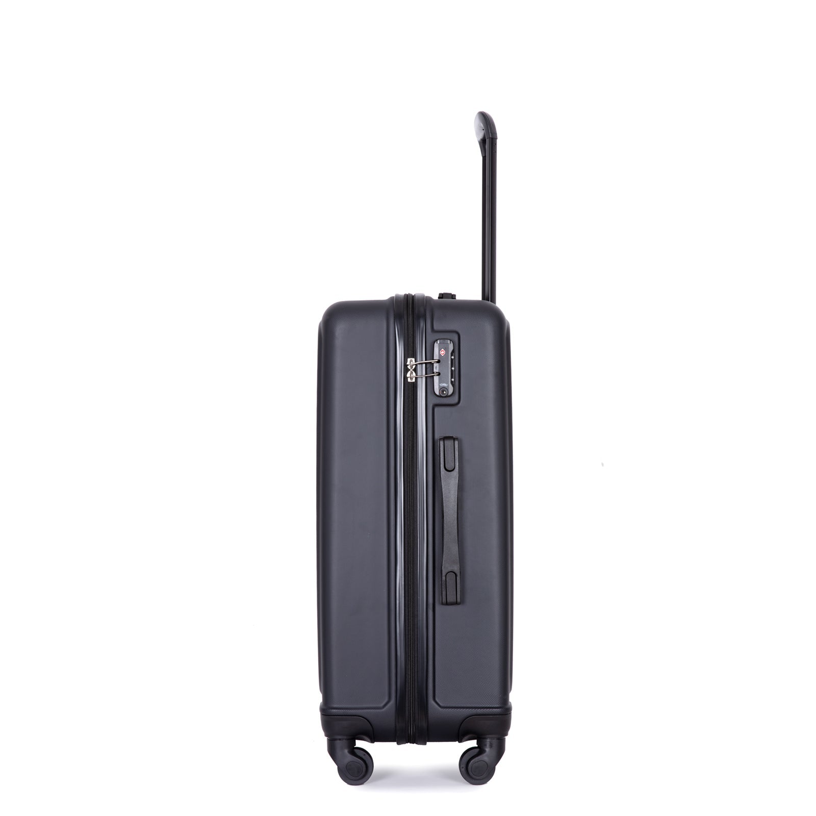 3 Piece Luggage Sets ABS Lightweight Suitcase with Two Hooks, Spinner Wheels, TSA Lock, (20/24/28) Black - Korvel