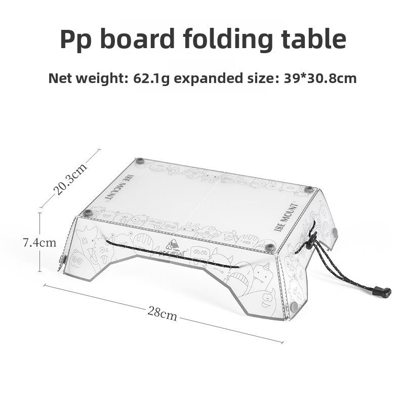 Folding Mini Table - Ultralight PP Camp Table & Tray (97g) Food-grade, Portable for Camping & Hiking Gear - Korvel