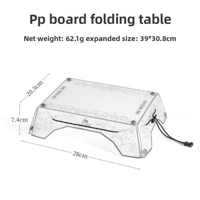 Folding Mini Table - Ultralight PP Camp Table & Tray (97g) Food-grade, Portable for Camping & Hiking Gear - Korvel