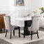 Tufted Solid Wood Contemporary PU and Velvet Upholstered Dining Chair with Wood Legs Nailhead Trim 2-Pcs Set Black+Gray - Korvel