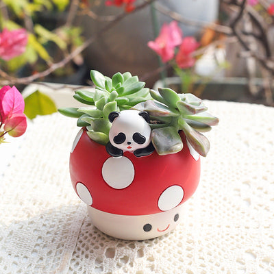 Horticultural Cartoon Creative Fun Mushroom Resin Flower Pot Container Desktop Landscape Potted Flower Utensils - Korvel