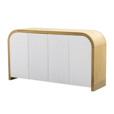 U-STYLE four door curved corner design wavy door panel cabinet with adjustable shelves - Korvel