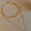 Synthetic Pearl Titanium Steel Three-Layered Necklace - Korvel