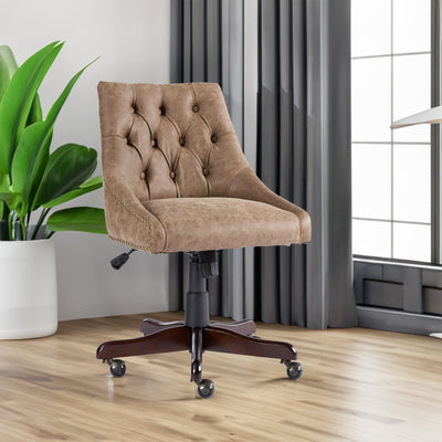 Medieval Retro Style Sheepskin Office Chair - Brown