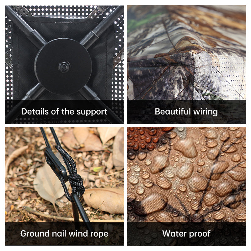 Outdoor See-Through Camouflaged Hunting Blind - Pop-Up Camo Tent for Hunting - Korvel