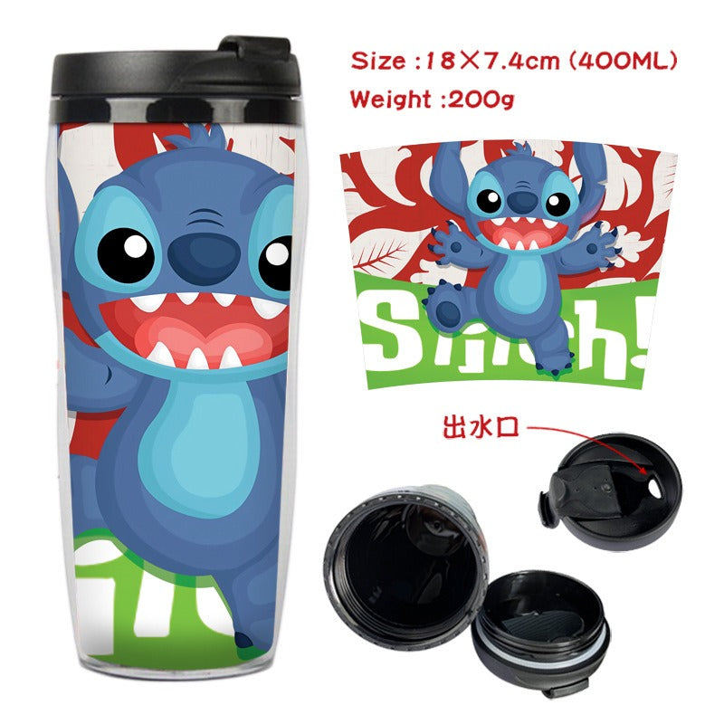 Stitch Stitch animation peripheral double-layer insulated plastic cup two-dimensional cartoon tea cup cold water kettle water cup - Korvel