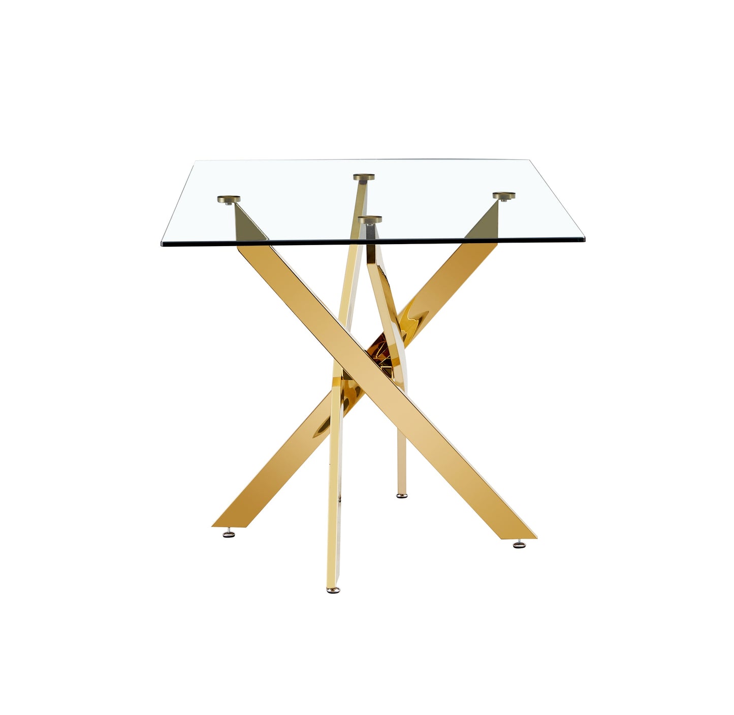 Plateau de Table en Verre Transparent Premium avec Accents Dorés