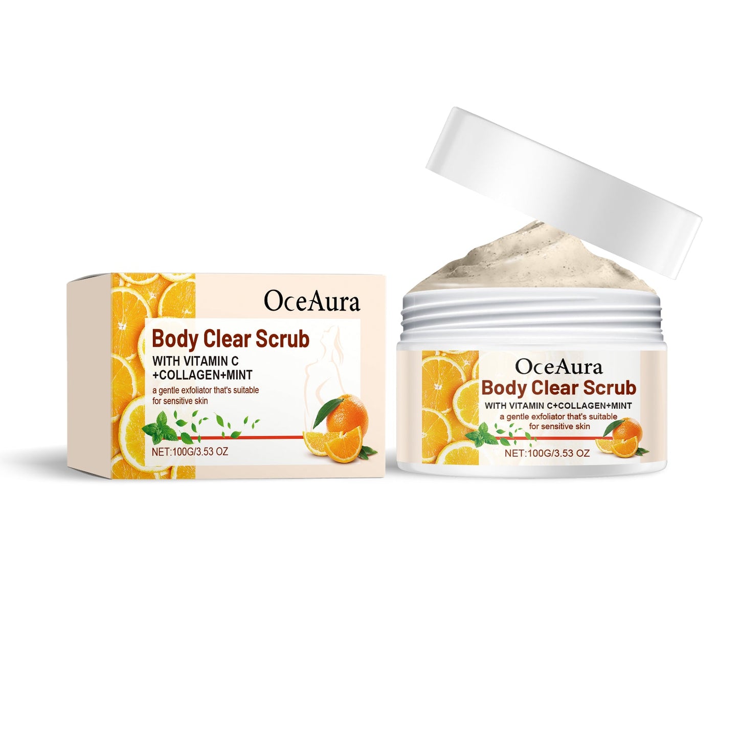 Orange Body Scrub, Fresh Orange Vc Exfoliating Cleanse, Nourish And Lubricate Body Skin ScrubOceaura Orange Body Scrub, Fresh Orange Vc Exfoliating Cleanse, Nourish And Lubricate Body Skin Scrub - Korvel