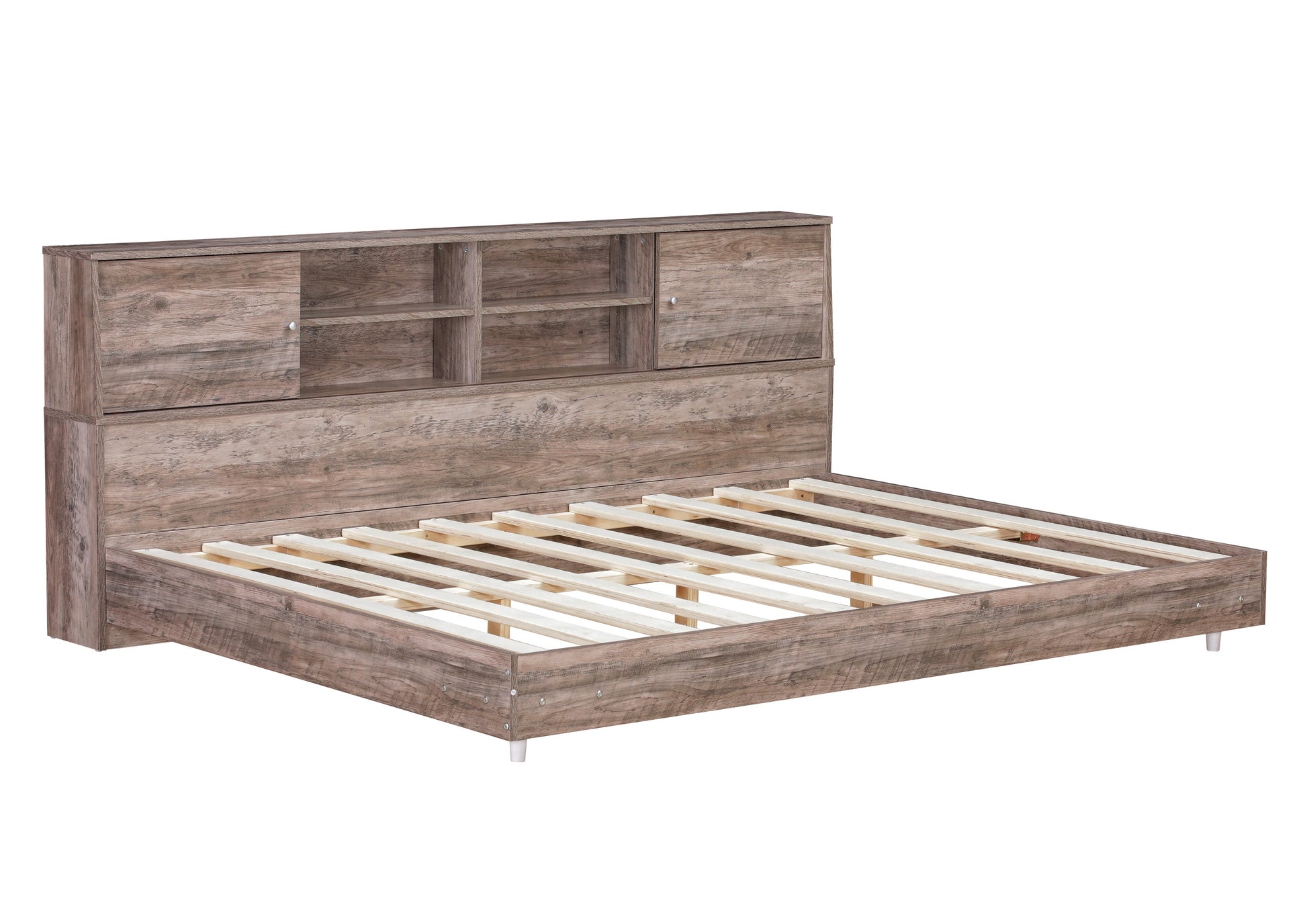Full Size Daybed Frame with Storage Bookcases Wood Light Oak - Korvel